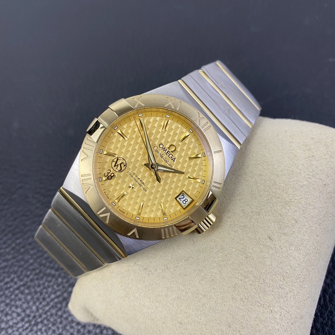 Effortless CBD Factory Omega Constellation 38mm Two-Tone Yellow Gold Textured Dial (123.20.38.21.08.001) 1:1 Super Clone – DD8500 Movement 307